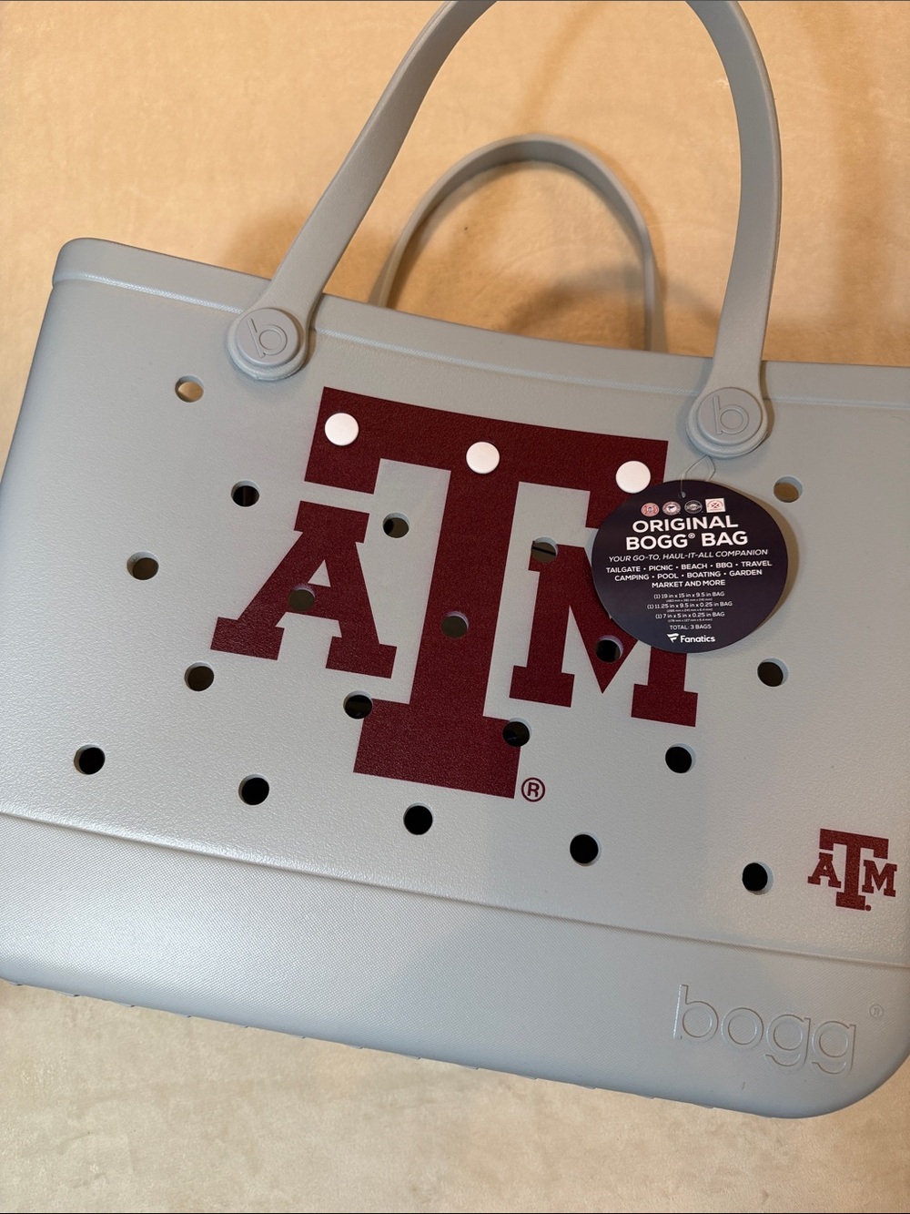 BOGG BAG Texas A&M Large Gray Tote with Maroon Logo Aggie NWT